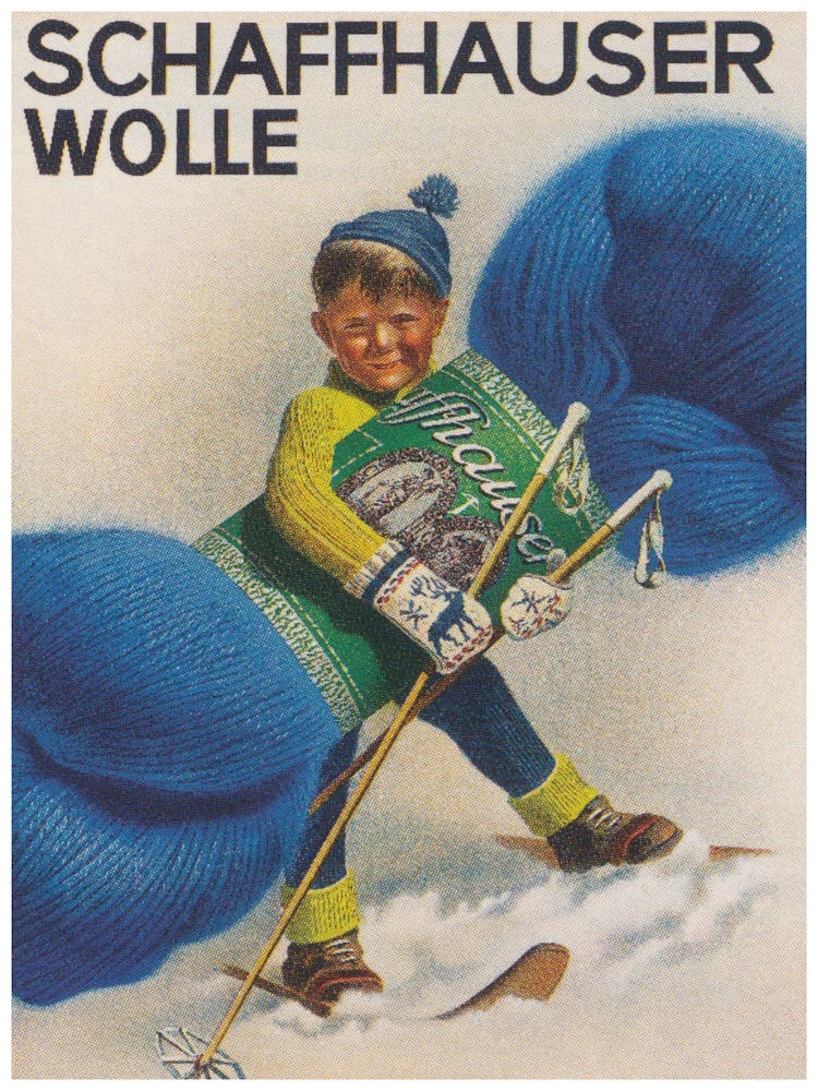 Boy With Giant Skein of Yarn Vintage Poster