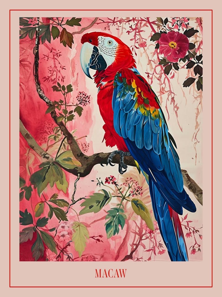 Floral Animal Painting Macaw 2 Poster