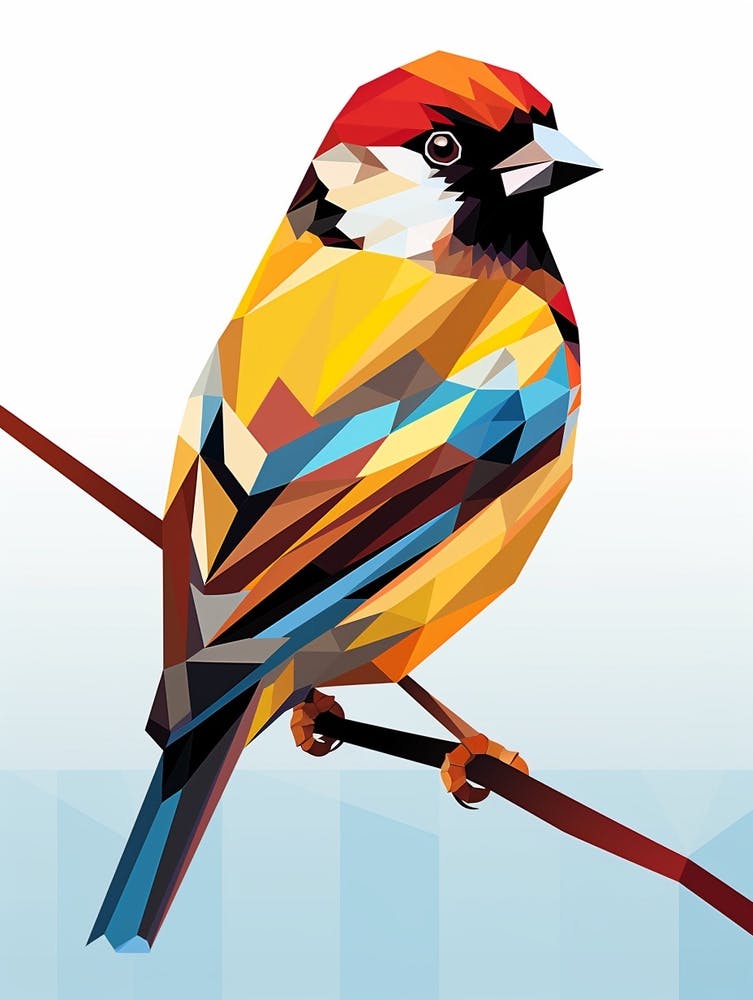 Colourful Geometric Bird House Sparrow 2