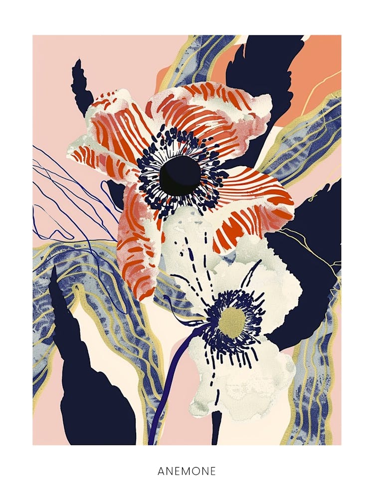 Colourful Flower Illustration Poster Anemone 4