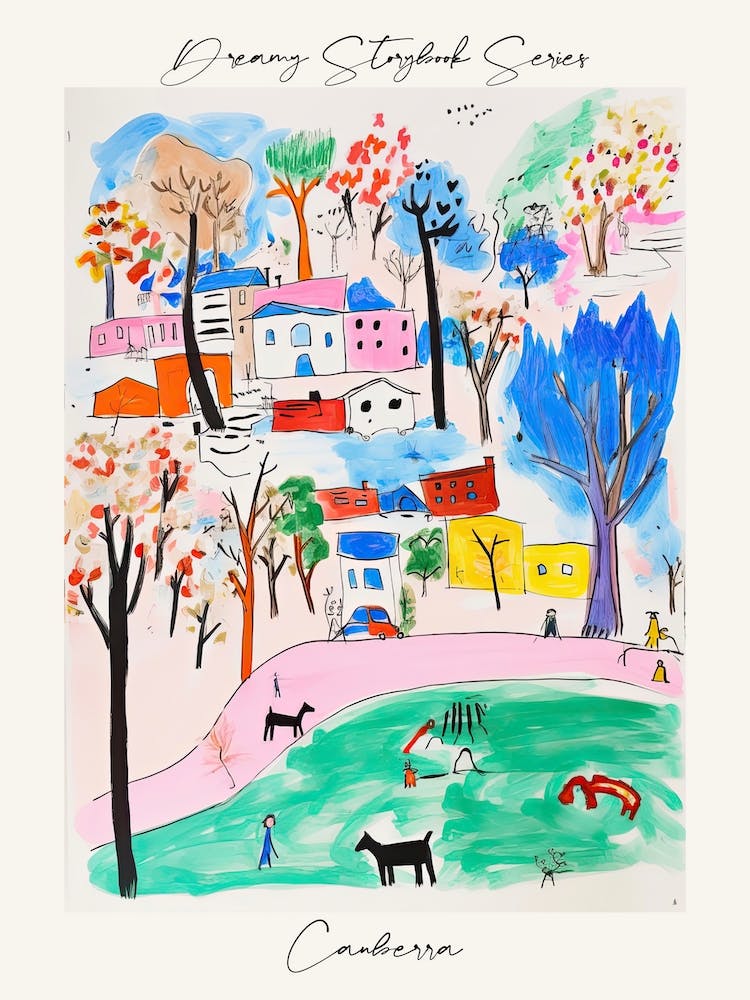 Poster Of Canberra, Dreamy Storybook Illustration 3