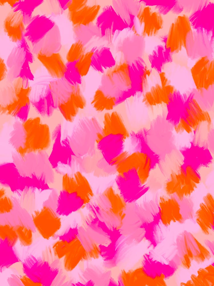 Pink And Orange Abstract Brushstrokes Pattern