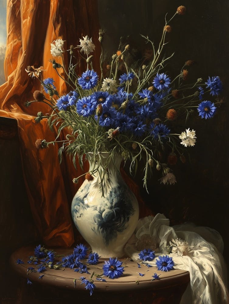 Barockes Blumen-Stillleben Kornblume 2