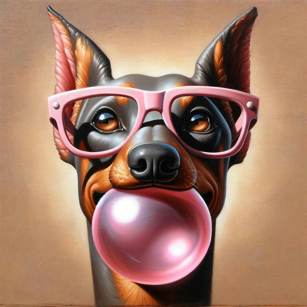 Spectacled Charm: The Bubble-Blowing Doberman