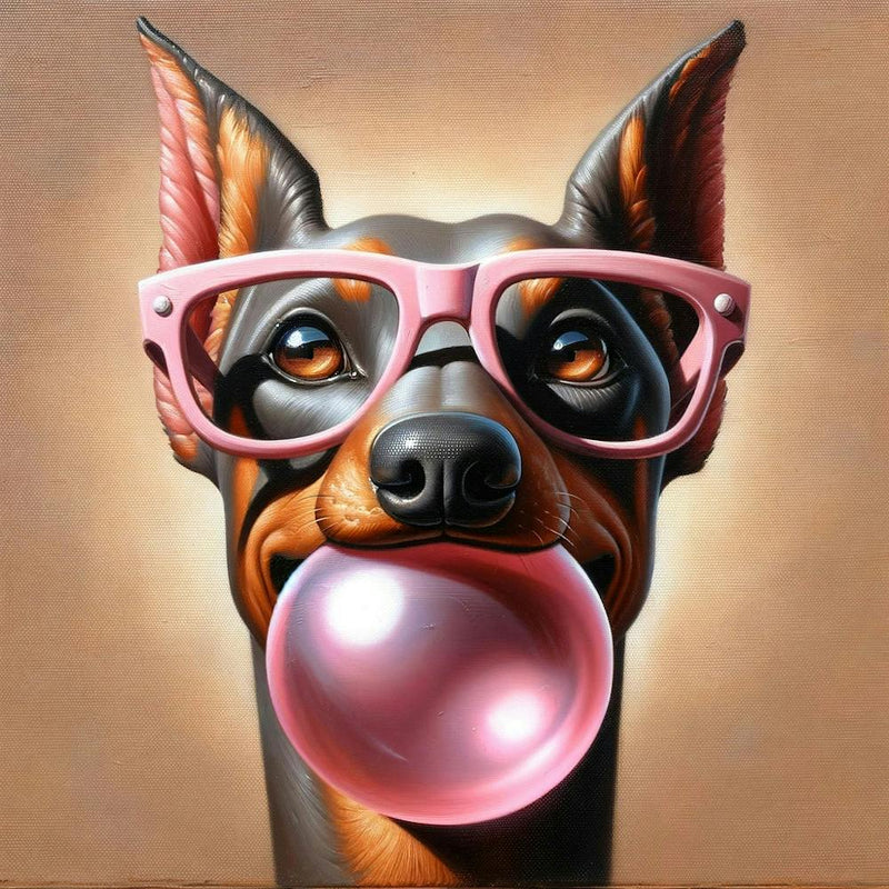 Brillencharme: Der Kaugummi blasende Dobermann