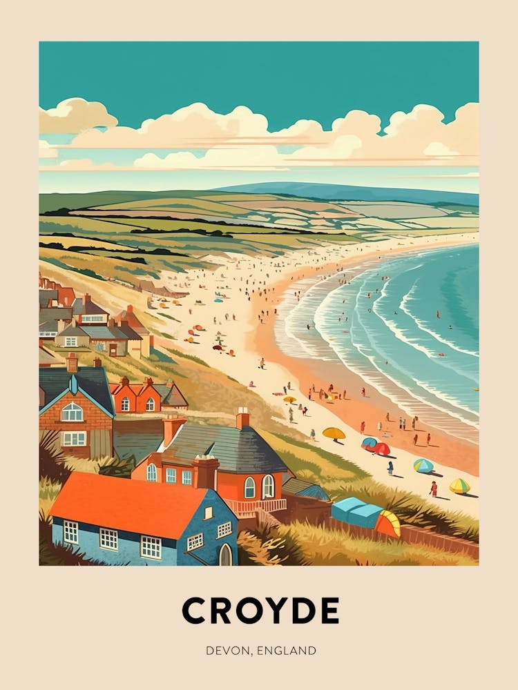 Devon Vintage Travel Poster Croyde 3