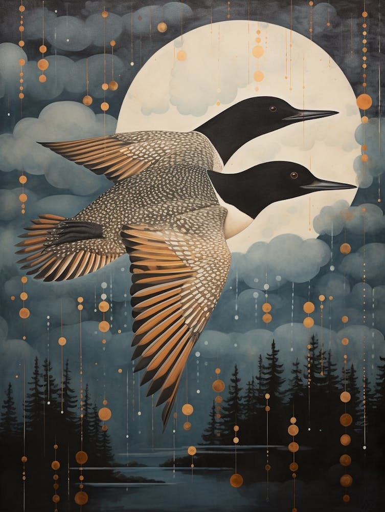 Common Loon 1 Gold Detail Painting