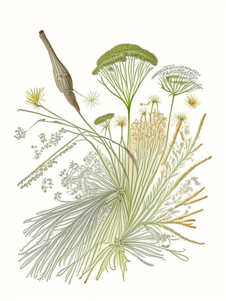 Caraway Spices And Herbs Pencil Illustration 1