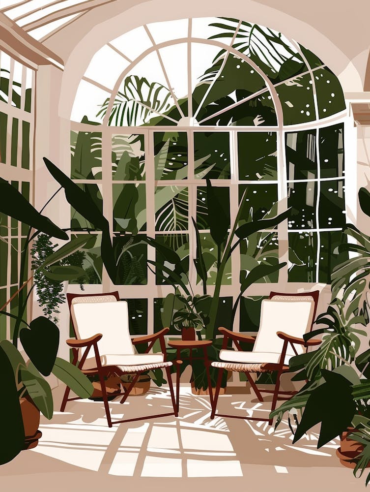 Sunroom With Chairs And Plants