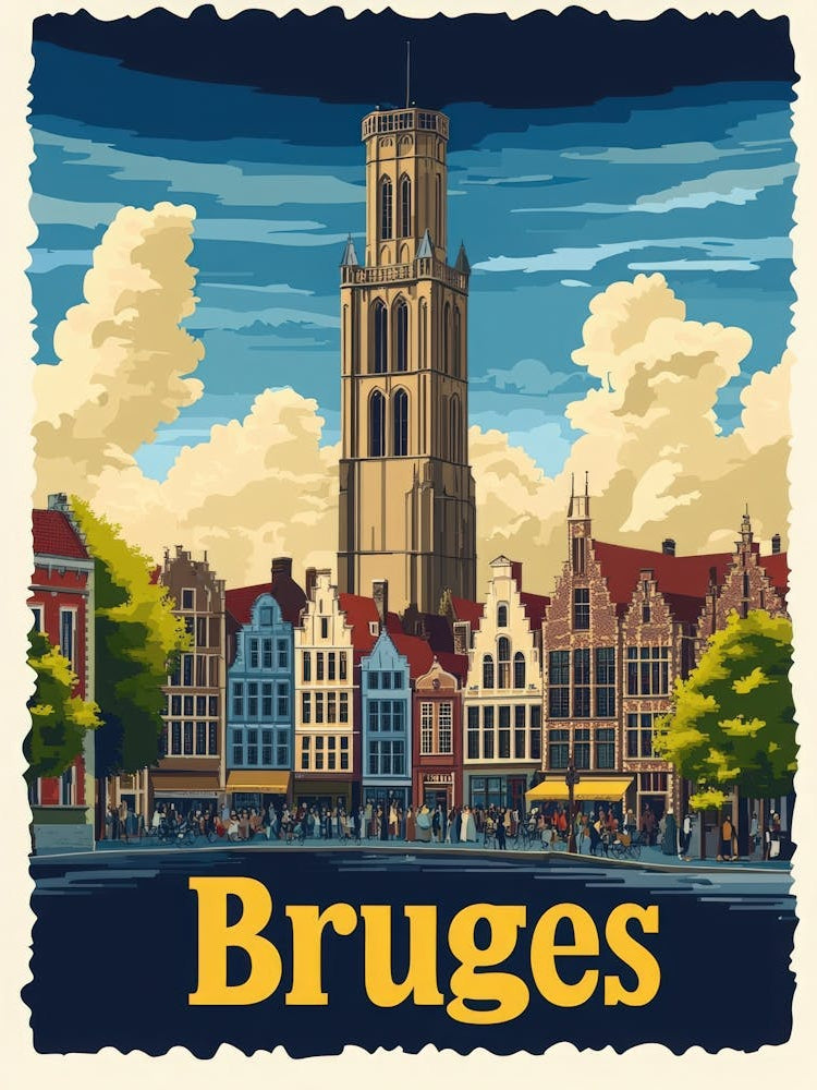 Aihrgdesign A Vintage Travel Poster Of Bruges Featuring The I 154437d0 5fc8 40e0 8829 75c5fcf1bc45 1