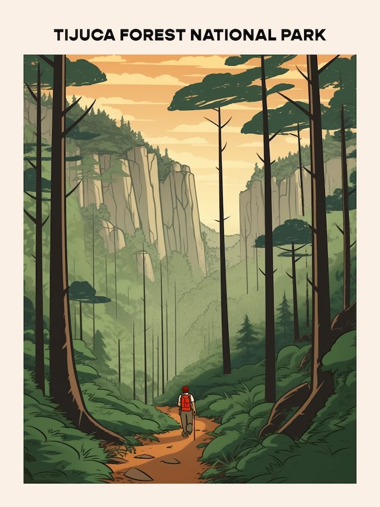 Tijuca Forest National Park Midcentury Travel Poster