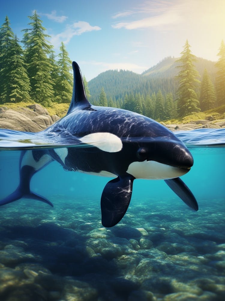 Realistic Photography Of Orca Whale Coming Up For Air 1