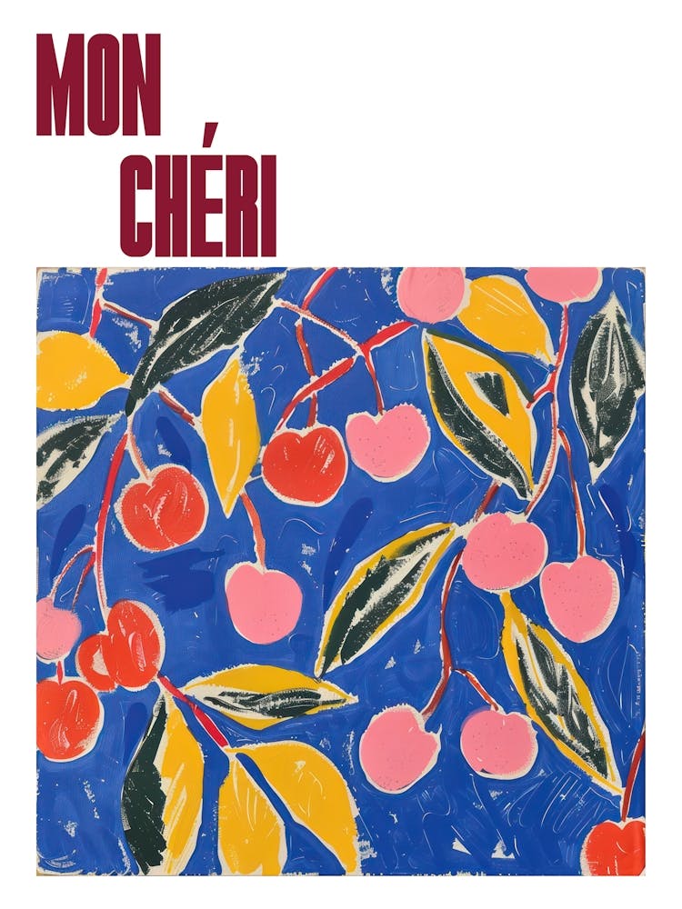 Mon Cheri Poster Cherries Matisse Style 2
