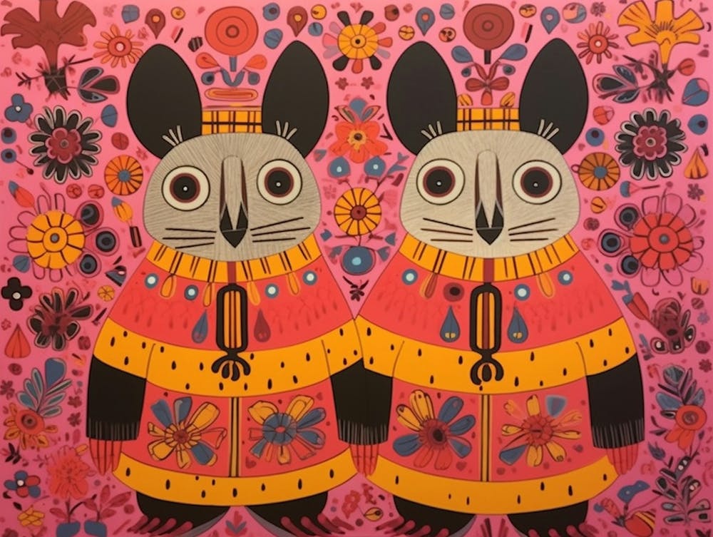 Pika 3 Folk Style Animal Illustration