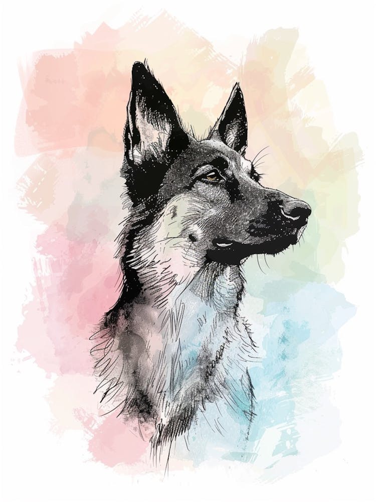 Pastel Icelandic Sheepdog Line Illustration 3