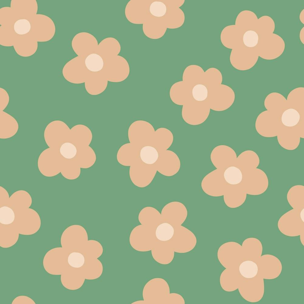 Ditsy flowers on green