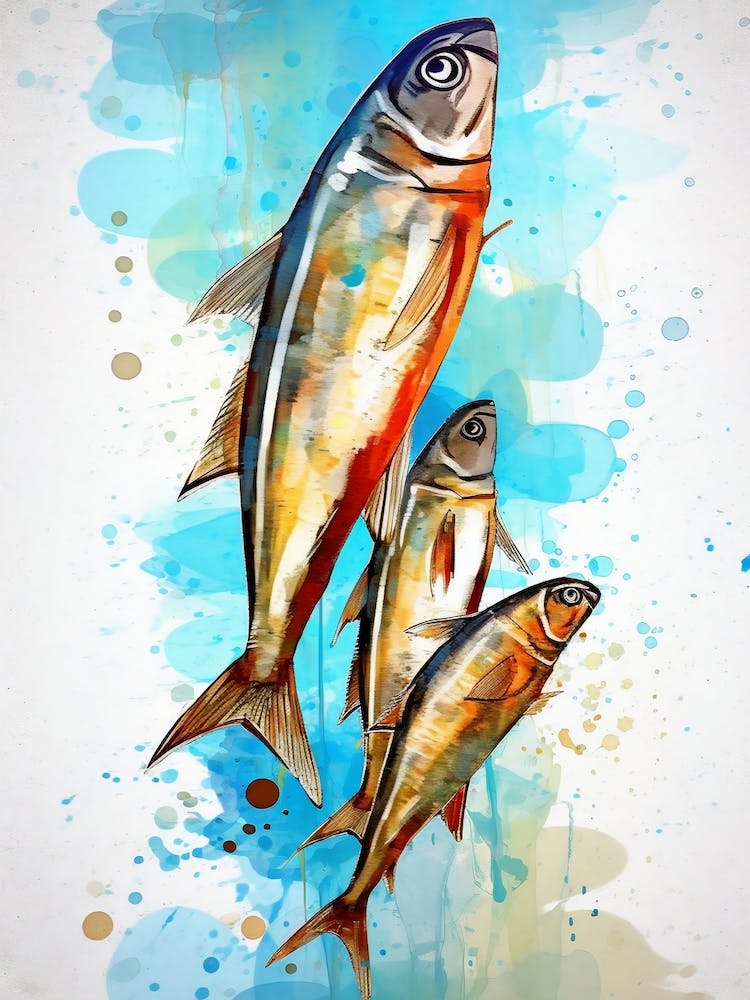 Watercolor Pop Art Sardines