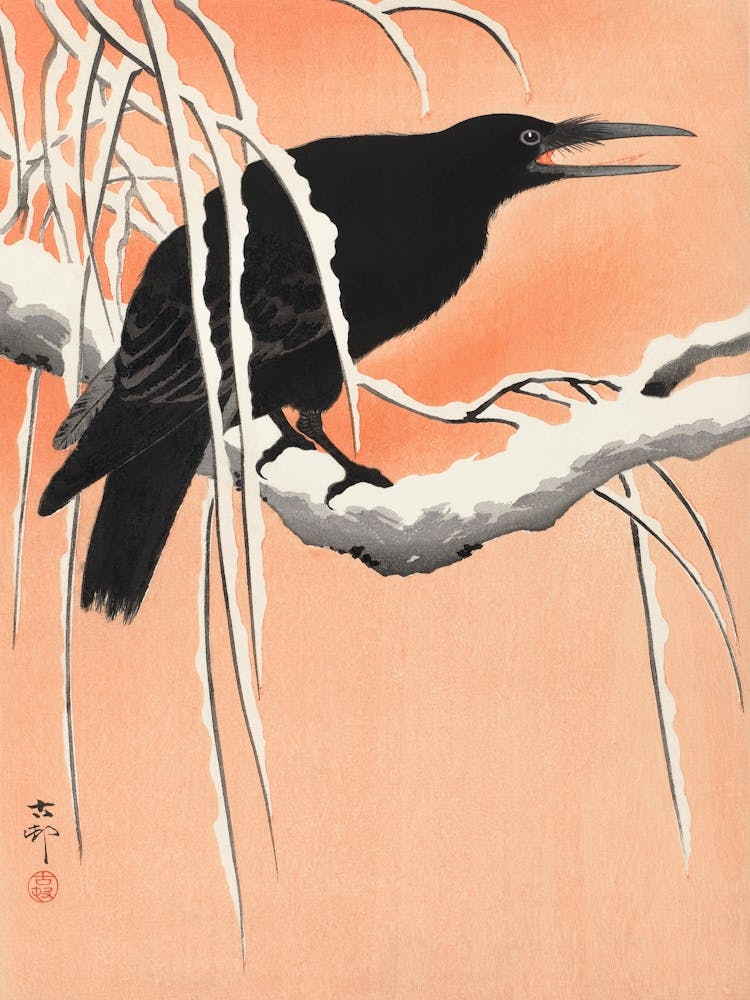 Crow On Snowy Branch (1900 1930), Ohara Koson