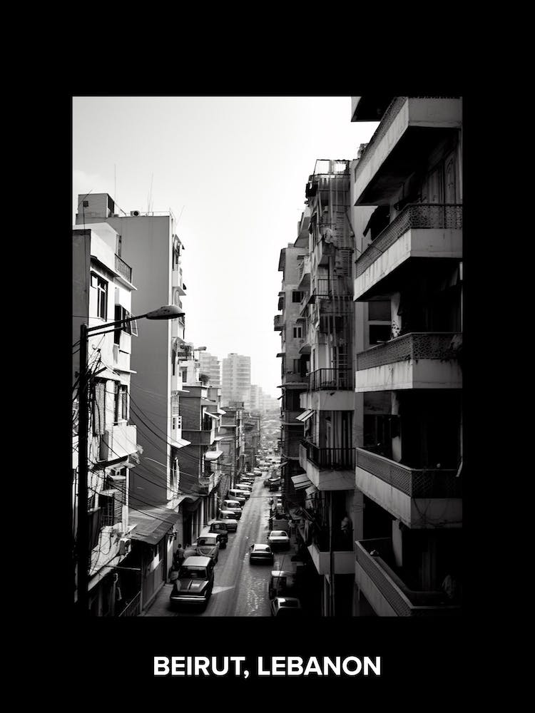 Poster Of Beirut, Lebanon, Mediterranean Black And White Photography Analogue 6