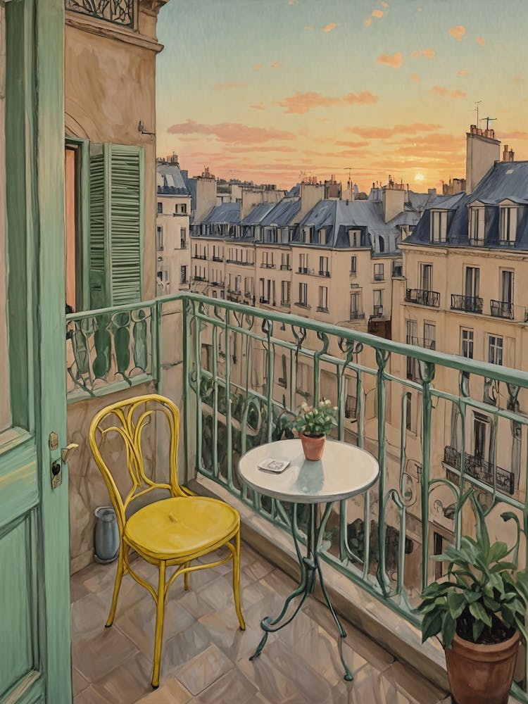 Paris Balcony at Sunset