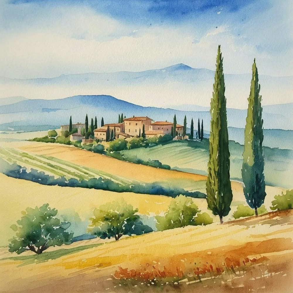 Watercolor Of Tuscany