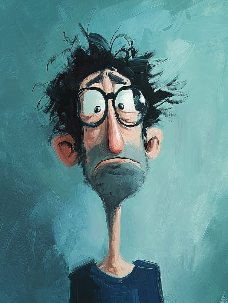 Sad Man With Glasses