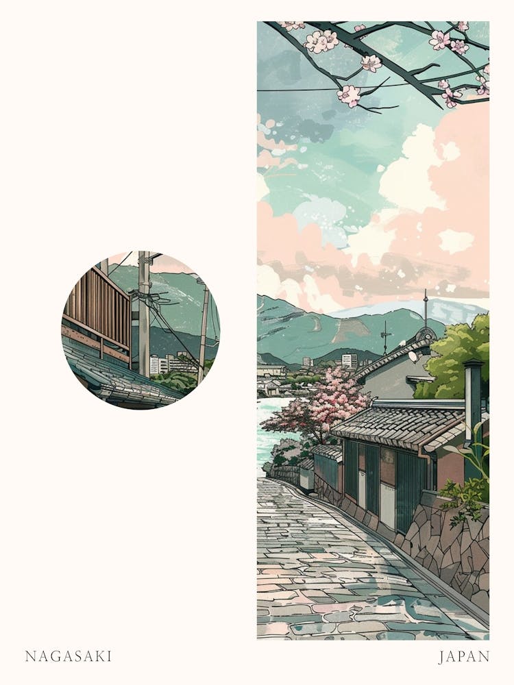 Nagasaki Japan 2 Cut Out Travel Poster