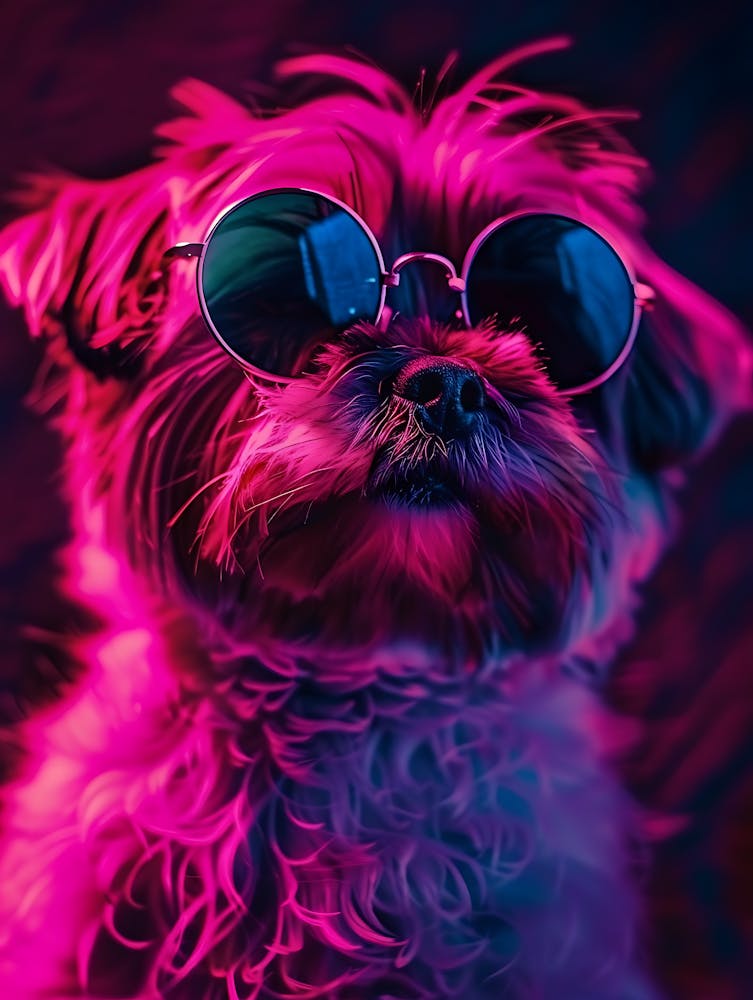 Beautiful Dog Under Neon Lights 24