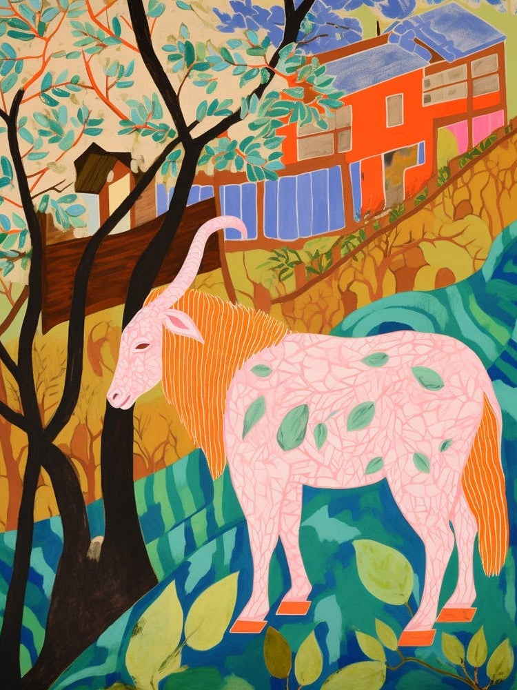 Maximalist Animal Painting Goat