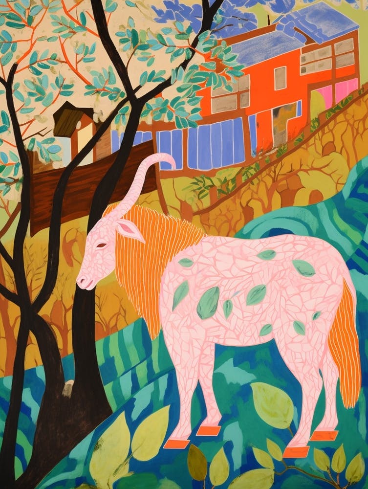 Maximalist Animal Painting Goat
