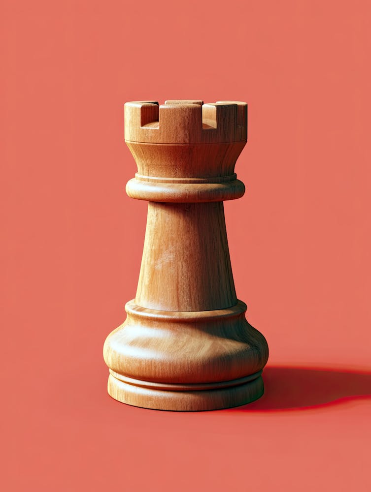 Chess Rook Piece On Red Background