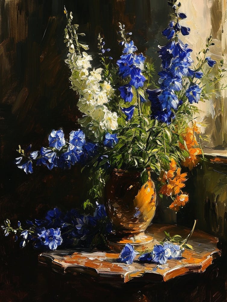 Baroque Floral Still Life Delphinium 2