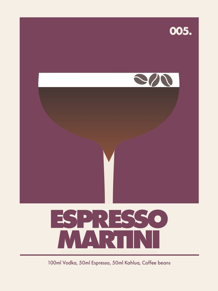 Espresso Martini, Cocktail Print (Burgundy)