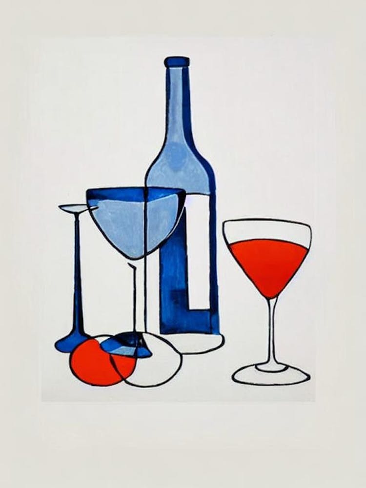 Blue Monday Picasso Line Drawing Cocktail Poster