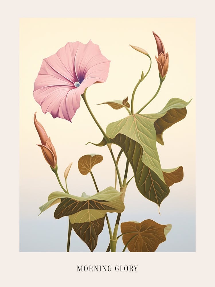 Floral Illustration Morning Glory 2 Poster