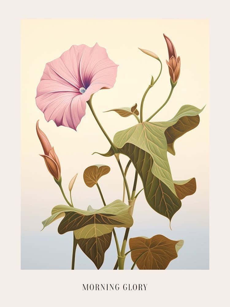 Floral Illustration Morning Glory 2 Poster