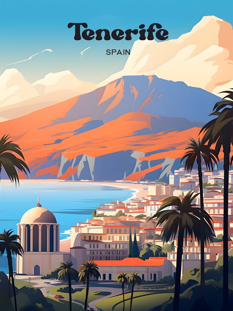 Tenerife Spain Sunset Modern Travel Art