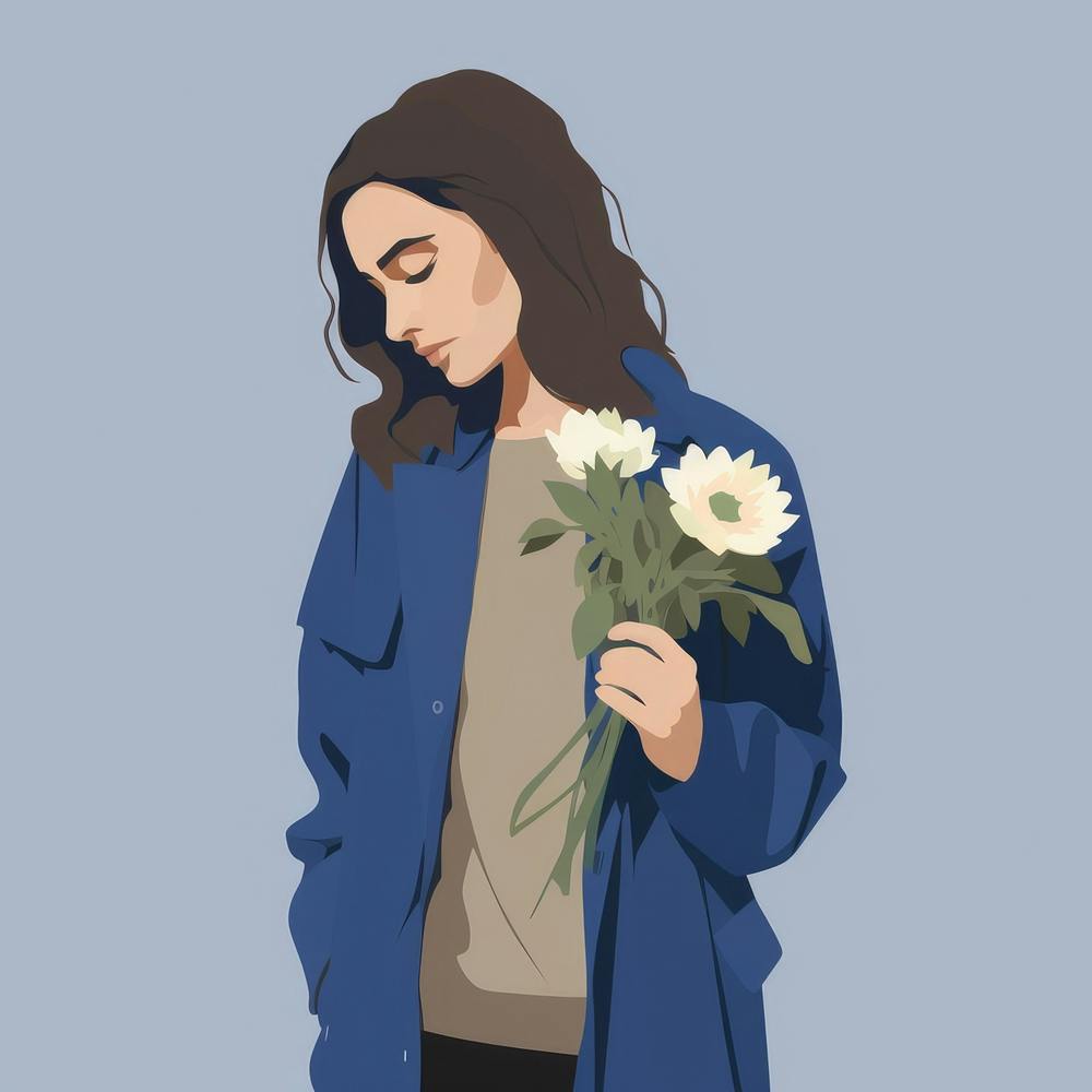 Girl Holding Flowers