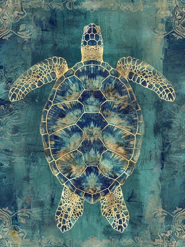Aqua Ornamental Sea Turtle 2