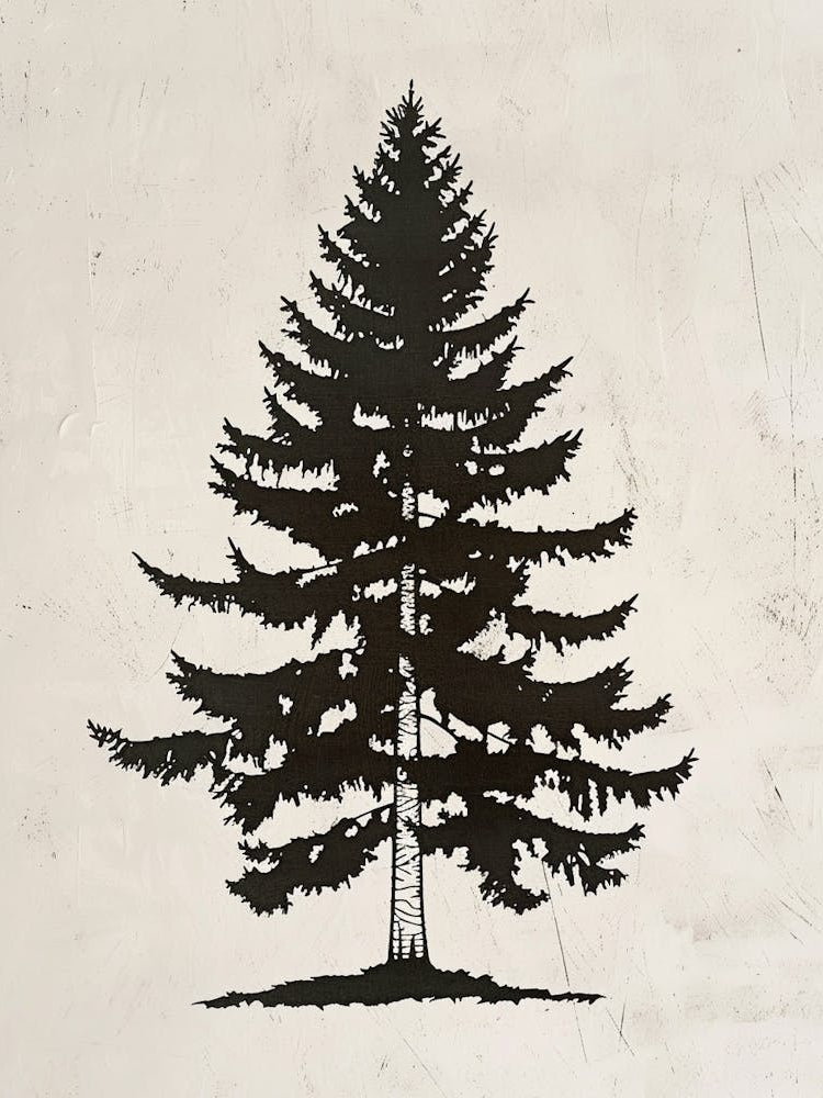 Hemlock Tree Simple Geometric Nature Stencil 2