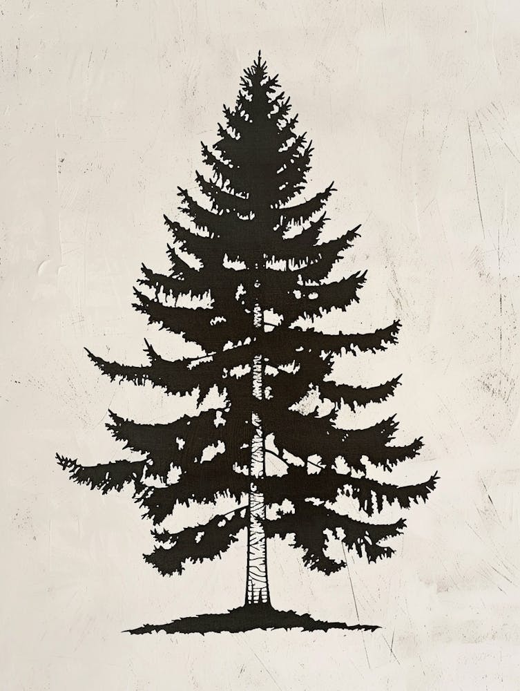Hemlock Tree Simple Geometric Nature Stencil 2