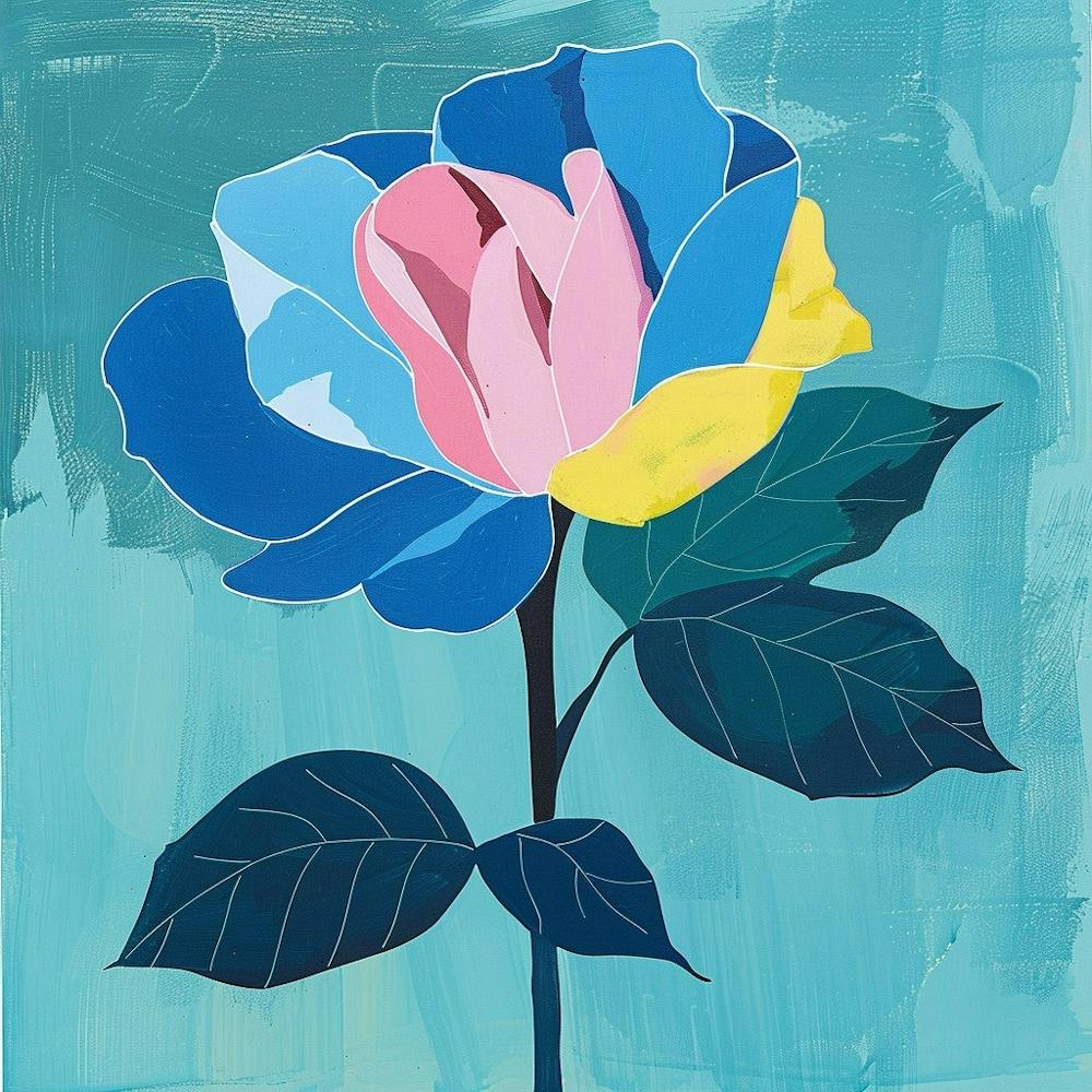 Rose 3 Square Flower Illustration