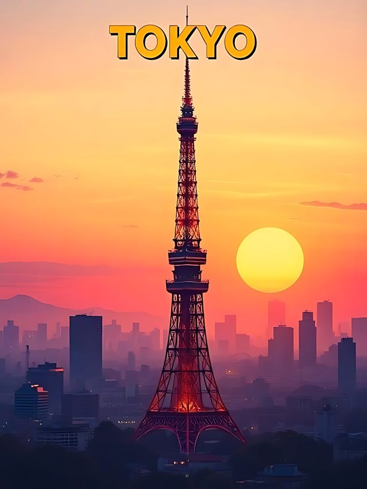 Tokyo Japan Vintage Digital Travel Poster 3