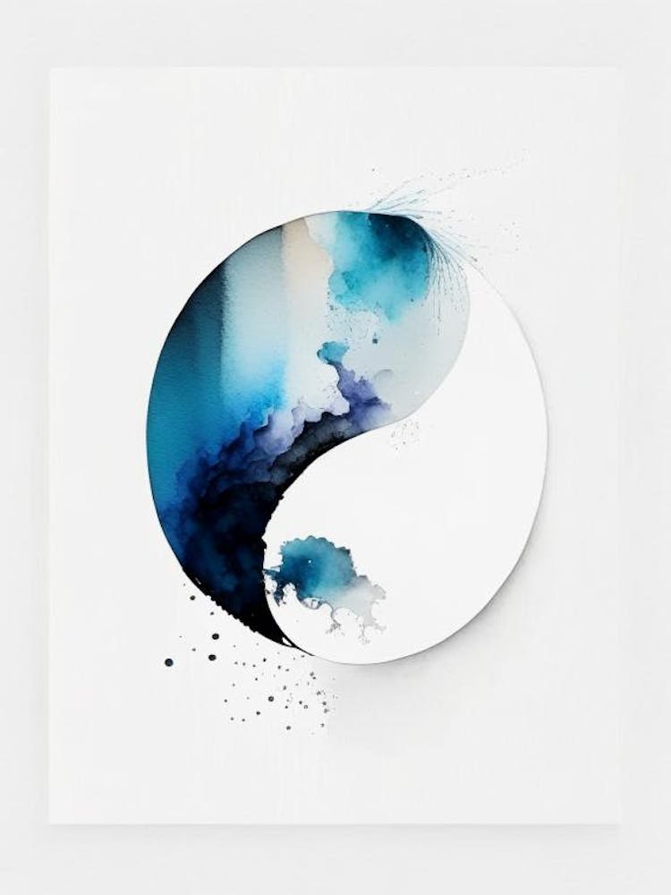 Minimal Yin and Yang 2 Watercolour