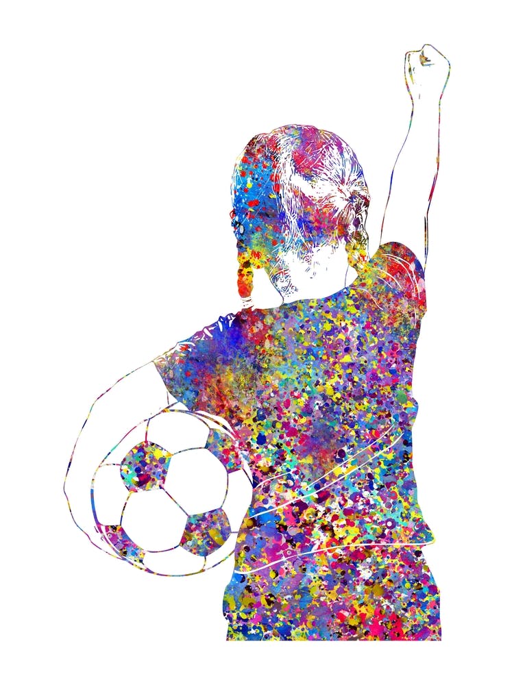 Girl Soccer Player Watercolor