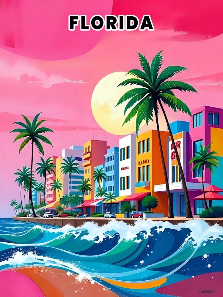 Florida Vibrant Vintage Travel Poster 12