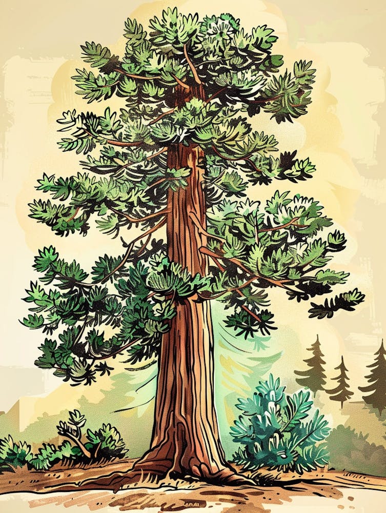 Redwood Tree Storybook Illustration 1