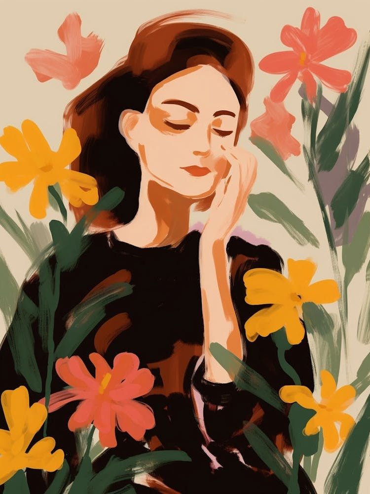 Woman With Autumnal Flowers Snapdragon