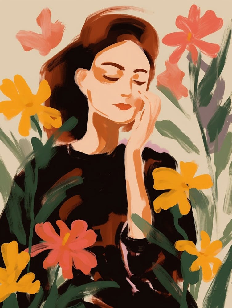 Woman With Autumnal Flowers Snapdragon