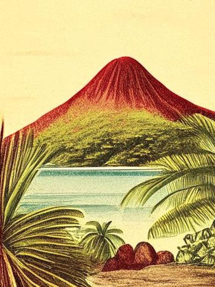 Pico Island Portugal Vintage Sketch Tropical Destination